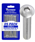Tough As Nails Button Head Socket Cap Screws 1/4-28 x 1 Inch 25 Pack 18-8 Stainless Steel with Allen hex drive