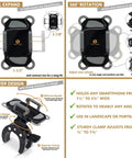 Universal Phone Mount For Strollers Bicycles Golf Carts Shopping Carts And More Hands Free Easy Clip On Handlebar Clamp features and design