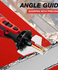Cordless Chainsaw Sharpener Kit With 8V Motor And 2500mAh Battery Includes Six Titanium Coated Diamond Drill Bits And Angle Guide