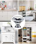 12 Pack Diamond Shaped Crystal Glass Drawer Knobs 30mm Cabinet Pull Handles In Silver Finish in kitchen and bathroom settings