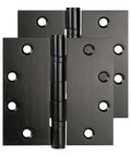 Beefy Stainless Steel 4.5 Inch Ball Bearing Hinges Matte Black Two Pack For Exterior Doors Heavy Duty Square Corner Design