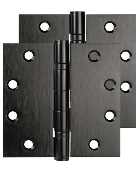 Beefy Stainless Steel 4.5 Inch Ball Bearing Hinges Matte Black Two Pack For Exterior Doors Heavy Duty Square Corner Design