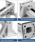 4 Pack Heavy Duty T304 Stainless Steel Square Glass Railing Spigots Frameless Clamp Brackets For Pool Fence Deck Balusters