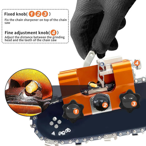 Portable Chainsaw Sharpening Kit With Five Sharpening Heads Hand Crank Jig For 4 To 22 Inch Chainsaws Gloves And Brush