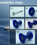 Tough As Nails 3 Inch Blue Polyurethane Boat Trailer Bow Bell Roller Kit installation steps with half inch bolt and guide bells.
