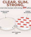 Clear Silicone Door Knob Wall Protectors 2 Inch Flat Profile Self Adhesive Bumpers with glass-clear design and strong 3M adhesive.