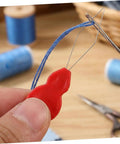 Gourd Shaped Needle Threader 100 Pcs Set For Sewing Machines And Home Use Portable Plastic And Metal Threading Tool For blue thread