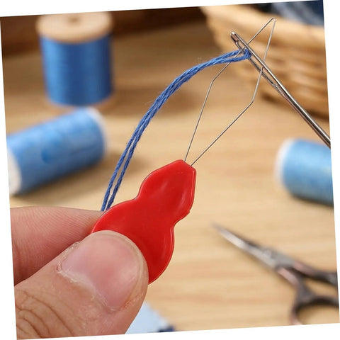 Gourd Shaped Needle Threader 100 Pcs Set For Sewing Machines And Home Use Portable Plastic And Metal Threading Tool For blue thread