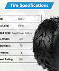 16x8-7 ATV Tire Tubeless All-Terrain Replacement For Tao Tao Coolster 110cc 125cc with specifications chart