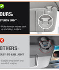 Comparison showing sturdy joint of Left Driver Side Sun Visor Replacement For Camry Without Sunroof 2007 2008 2009 2010 2011 Gray Durable Sun Visor