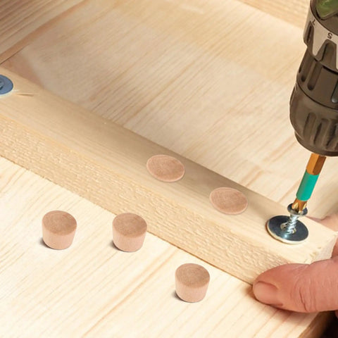Wooden Furniture Hole Plugs For Table And Chair Legs Round Hardwood Screw Hole Covers With Snap Fit on wooden board