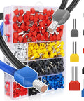 All Purpose Wire Ferrule Kit For 8 To 22 AWG 750 Piece Dual Bootlace Ferrules Set With Copper Tin Plated Ends Insulated PVC Sheath Twin Ferrule Connectors Pro DIY Terminal Kit Delivers Safe Clean Wiring with colored ferrules and storage case