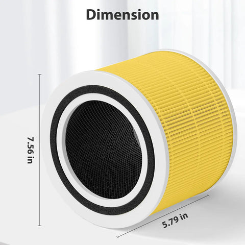 Pet Allergy Relief 3 In 1 H13 True HEPA Filter Replacement For Levoit Core 300 Series, 7.56 x 5.79 in, yellow filter