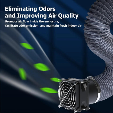 Low Key Quiet Fume Extraction Kit For 3D Printer Enclosure with hose and fan eliminating odors and improving air quality