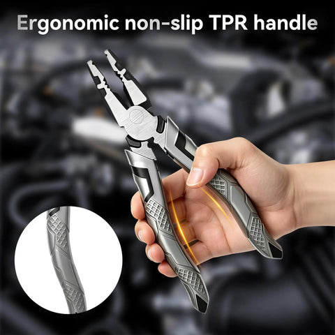 8 Inch Linesman Pliers With Wire Cutters ergonomic TPR handle for DIY projects in hand