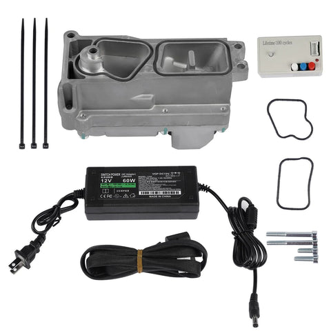 Front view of turbo actuator calibration kit for 2013–2018 Ram 6.7 Cummins; includes actuator, control box, gaskets, bolts (Amazon)