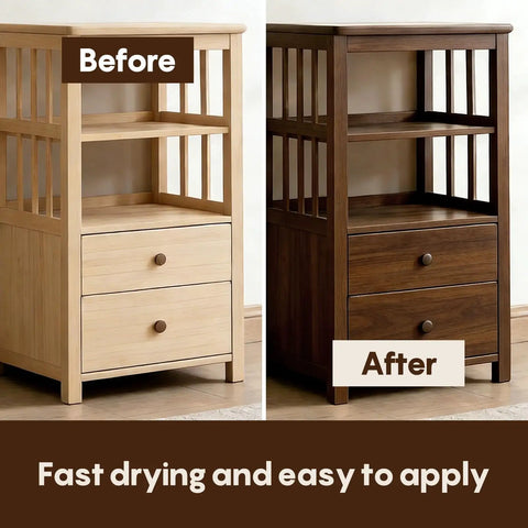Killer Performance Water Based Walnut Wood Stain for Furniture Cabinets and Woodwork shown on a transformed side table.