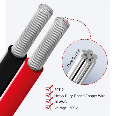 Dang Solid SAE To SAE Extension Cable 3 Foot 18 AWG Tinned Copper Wire Harness showing tinned copper wire with red and black sheathing.