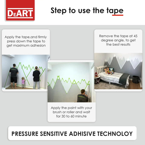 Blue Painter Tape Pro Grade Masking Tape For Arts N Crafts 6 Pack 20 Yard Rolls 0.98 Inch Sharp Edge Line Technology Multi Surface Use Whiteboard Dry Erase Craft Tape Writable, wall painting steps