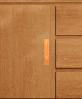 No Drill Aluminum Cabinet Door Pulls Gold Two Pack Vintage Drawer Handles 148mm installed on wooden cabinet door