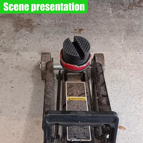 Rubber Jack Pad For Universal Rail Pinch Weld Protection And Anti Slip Floor Jack Stand Pad Adapter For Safer Vehicle Lifts Heavy Duty Jack Pad Tool One Pack installed on a floor jack
