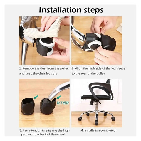 Installation steps for Set Of 15 Rubber Chair Wheel Stoppers And Caster Cups Floor Protectors For Office And Home