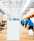 12.5 By 19 Inch White Poly Bubble Mailers Self Seal Padded Packing Envelopes in warehouse setting, with shelves in background.