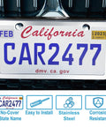 Two Pack Sleek Silver License Plate Frames No Cover State Name Rust Proof Stainless Steel Car Frame With Two Hole Design Universal 12.25 By 6.25 Inches Fit For Front And Rear Plates Includes Screws And Chrome Caps For Men And Women
