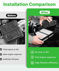 Installation comparison of Engine And Cabin Air Filter Set For Honda Civic 2016 to 2026 2.0L Naturally Aspirated And Honda HRV 2023 to 2026 2.0L