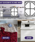 Bed Sheet Straps 6 Piece Set For Full Size Bed, Adjustable Elastic Clips Holders For Corners used on bed before and after setup