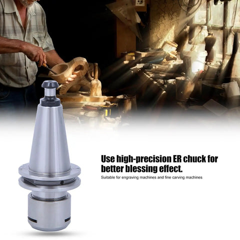 Heavy Duty ISO20 ER16 CNC Collet Chuck Tool Holder Balanced To G2 At Forty Thousand RPM shown in workshop for precision carving.