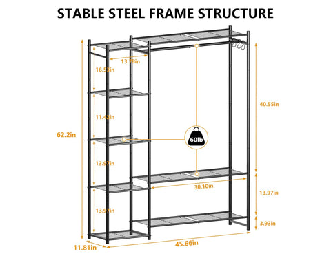 Storage Game Changer, Heavy Duty Portable Wardrobe Closet, Spacious Clothes Rack Organizer With Four Tier Shelves, Breeze To Set Up, And Dedicated Shoe Rack For Bedrooms Or Apartments