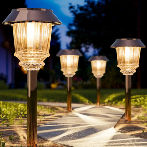 Outdoor Solar Lights 4 Pack Waterproof Garden Pathway Driveway Yard Lights With Auto On Off, eco-friendly illumination