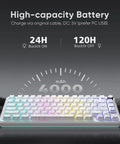 Dope Tri Mode Wireless Mechanical Keyboard With Hot Swappable Prelubed Coconut Switches Gasket Mount Rgb Lighting Cnc Knob And White Contour Build showing high-capacity battery specs.