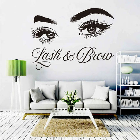 Eyelash Extension Wall Decal For Beauty Salon Makeup Room Self Adhesive Vinyl Sticker 60x84cm Waterproof Removable Black LL300