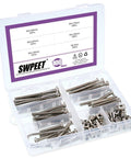 100 Piece Crib Hardware Screw Kit With Nickel Plated M6 Hex Socket Head Screws In 40 50 60 70 80mm Lengths, Barrel Nuts, And Allen Wrench Included For Easy Furniture, Cot And Baby Crib Repairs in labeled plastic case