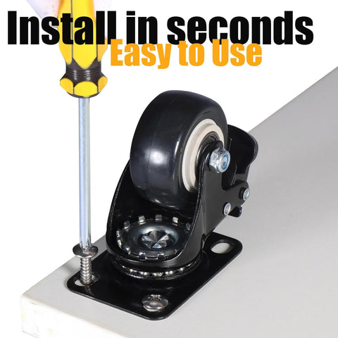 Installing Two Inch Caster Wheels Set Of Four With Silent Polyurethane Tread, Heavy Duty Swivel Plate Casters For Cart, Black Finish
