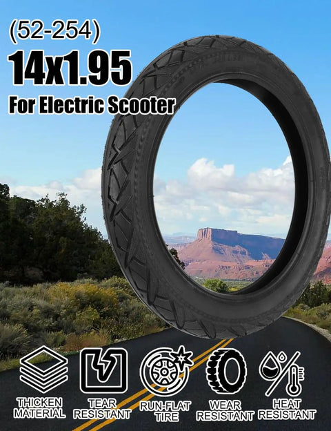 14 Inch Tire And Inner Tube Set For 14x1.95 Electric Folding Bikes And Ebikes Front Or Rear Compatible With 14x2.0 And 14x2.15 Tubes