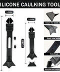 3 In 1 Caulk Remover Tool Set With Silicone Caulking Tools And Sealant Smoothing Five Interchangeable Pads Non Slip Push Pull Grip No Fuss Mess Free Finish For Bathroom Kitchen Tile Window And Sink, black 8.07in tool, 1.18in head
