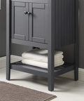 Prestige 23 Inch Gray Bathroom Vanity Cabinet With Modern Slat Design And Coastal Vibe Look Solid Wood With Shelf