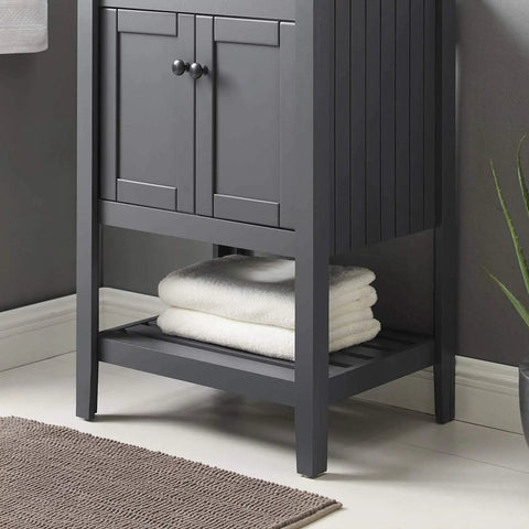 Prestige 23 Inch Gray Bathroom Vanity Cabinet With Modern Slat Design And Coastal Vibe Look Solid Wood With Shelf