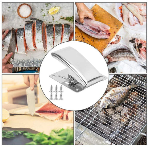 Drfeify fish fillet clamps, stainless steel with built-in spring, 6-piece set for fish cleaning and filleting