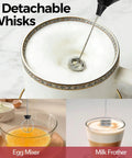 Rechargeable Milk Frother With Stand Handheld Coffee Frother Wand With Stainless Steel Whisk Electric Foam Maker in action