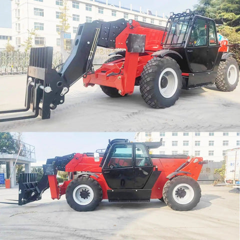 Heavy Duty 3 To 4.5 Ton Hydraulic Telehandler And Telescopic Forklift Loader With Four Wheel Drive side view in construction site.