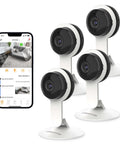 Indoor Security Camera With Night Vision And 1080P HD, WiFi Home Surveillance For Baby And Pets, Motion Alerts, shown with phone app
