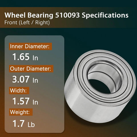 Front Wheel Bearing Assembly Compatible With Hyundai Elantra 2007 To 2017 Veloster 2012 To 2017 And Kia Forte Soul 2010 To 2019 specifications showing dimensions and weight