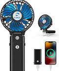 Detachable Handle Dope Portable Fan With 5200mAh Power Bank Rechargeable Personal Handheld Fan, black design, charging a phone
