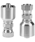 QWORK hydraulic hose fittings, 2-pack, stainless steel, 3/8 in JIC 37° female swivel connectors.