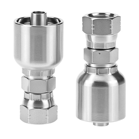 QWORK hydraulic hose fittings, 2-pack, stainless steel, 3/8 in JIC 37° female swivel connectors.