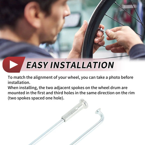14G J Bend Bicycle Spokes 294mm Length With Nipples For MTB Wheels 36 Pack, easy installation close-up